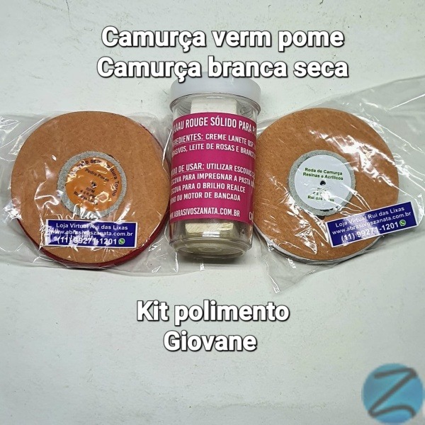 Kit Polimento Giovane Camurça Verm Pome Camurça branca seca